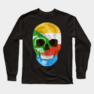 Comoros Flag Skull - Gift for Comoran With Roots From Comoros Long Sleeve T-Shirt